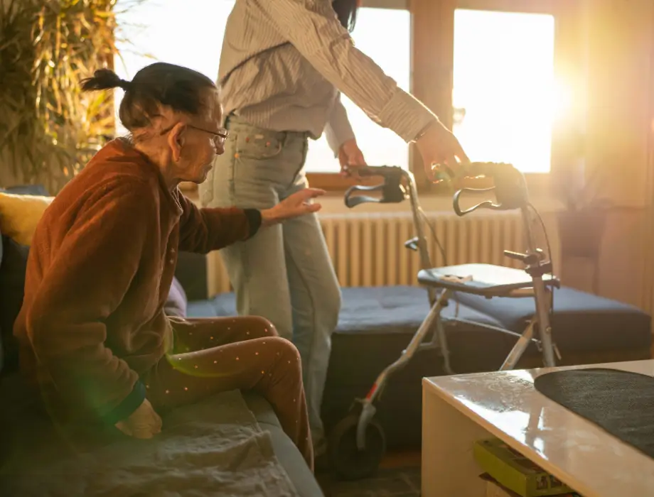 Elderly lady with daily living assistance