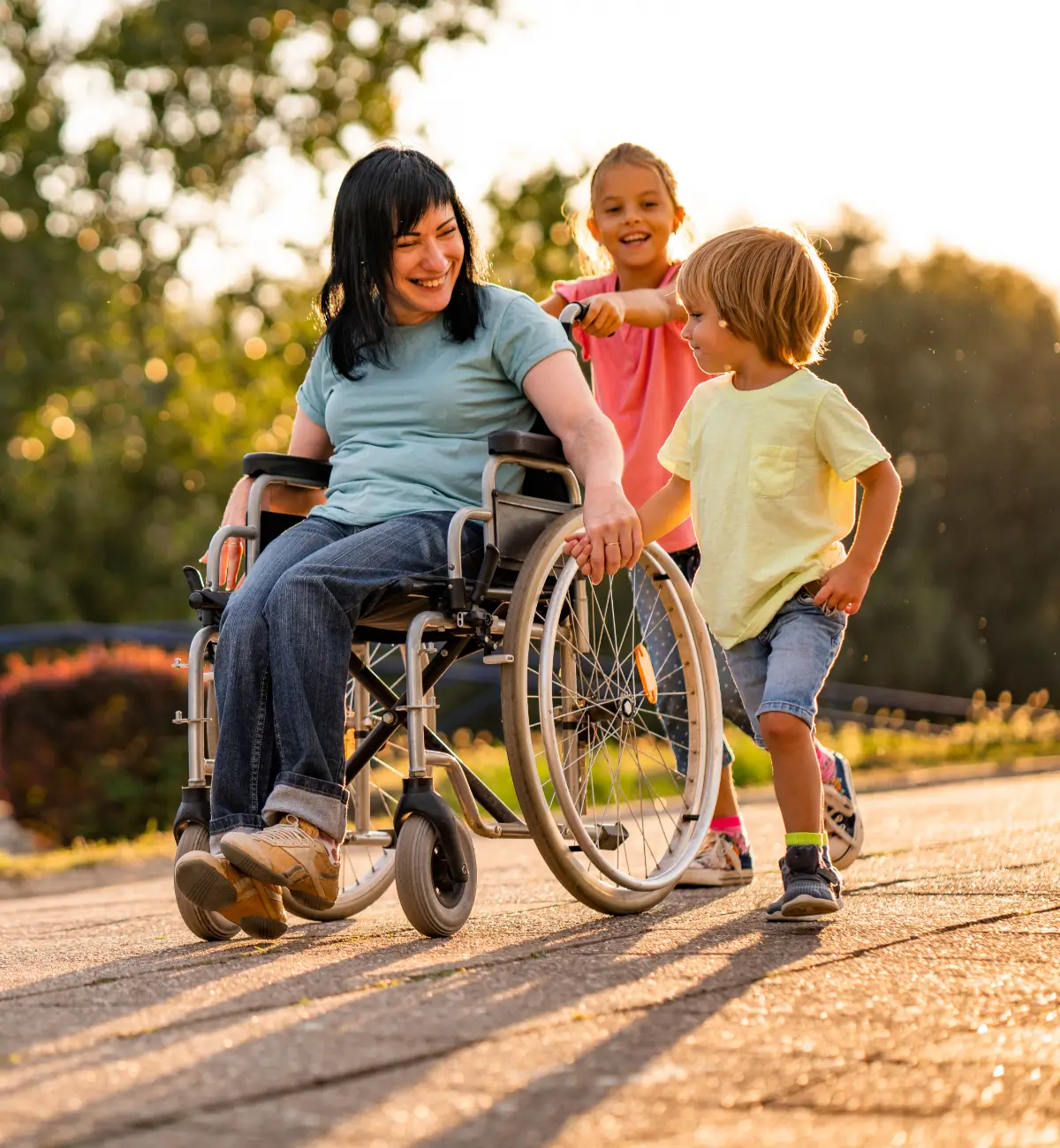 Disabled mother with kids