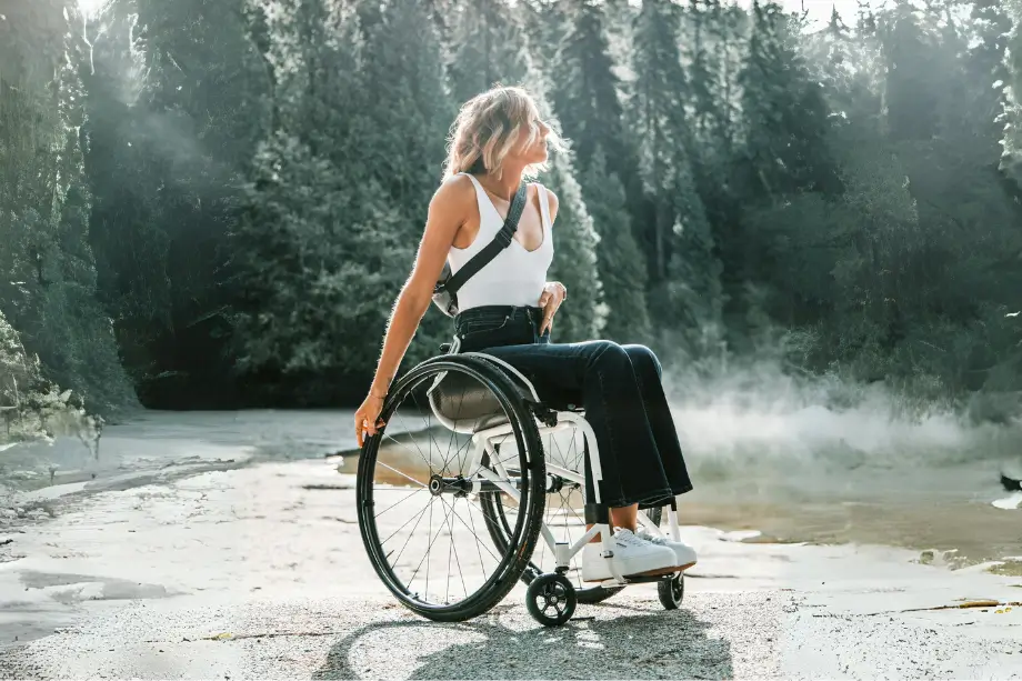 Happy woman in wheelchair