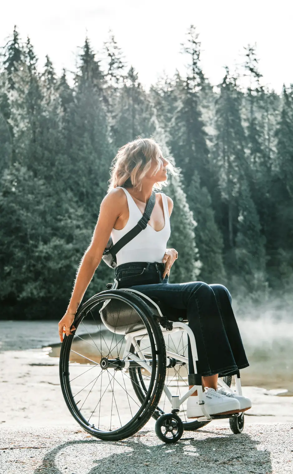 Happy woman in wheelchair