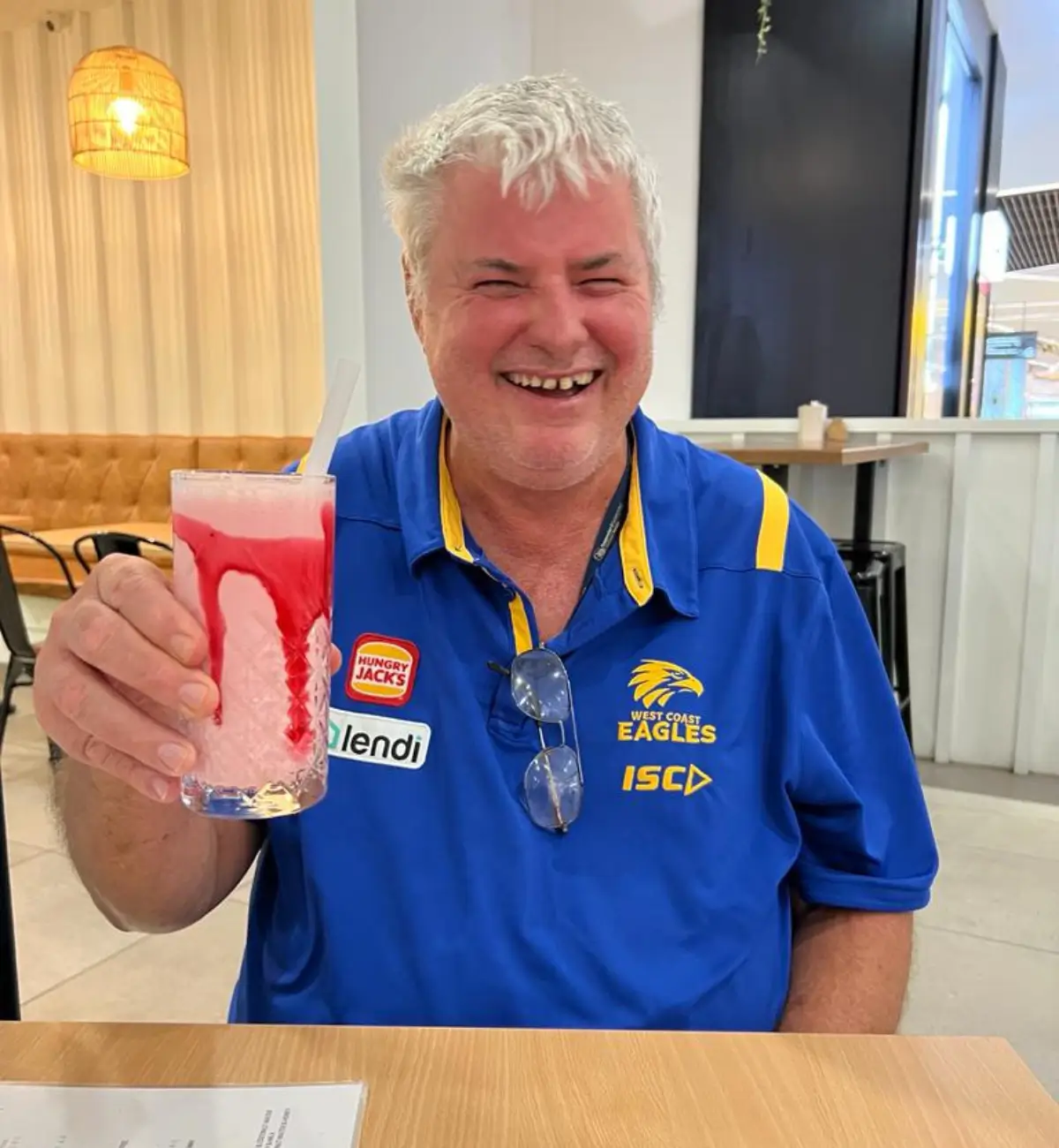 Man drinking milkshake